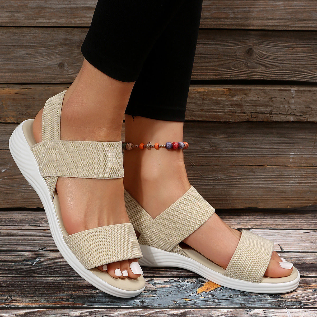 Elaine - Roman Casual Sandal Med Låg Kilklack